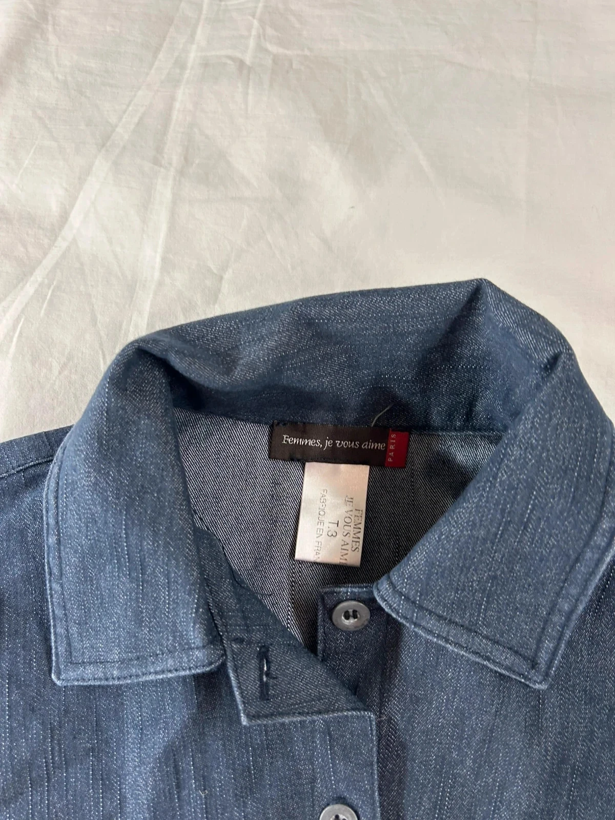 Camisa mujer, te amo azul marino efecto transparente vintage – photo 7